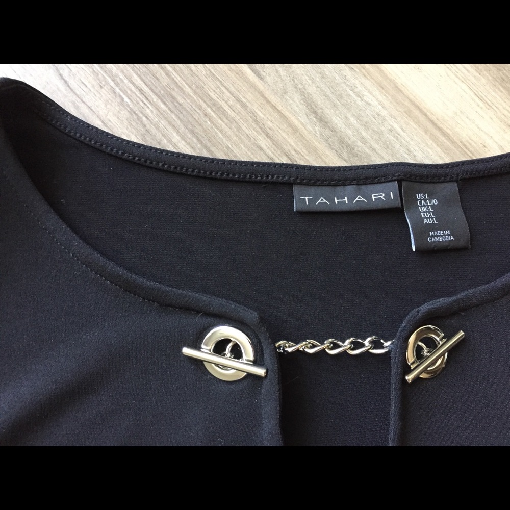Women’s Tahari Brand Black Blouse w/ Metal Accents - Picture 5 of 8